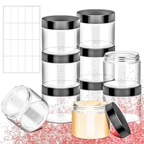 MotBach 10 Pack 6oz Plastic Jars with Lids, 180ml Round Clear Cosmetic Containers Makeup Jars, Travel Size Container Jar for Sample Cream Lotion Eyeshadow Powder Slime Ointment Salve Balm Storage