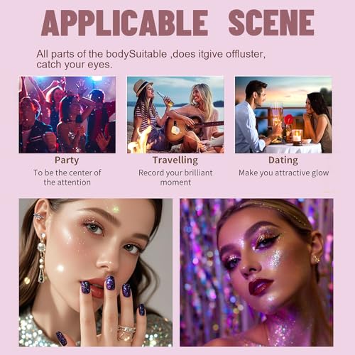 Mint Highlighter Spray, Professional Shiny Glitter Spray for Eyeshadow Face and Body Luminizers, Loose Shimmer Powder Makeup Mist for Women Kid Rave Outfits Festival Accessories