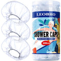 LEOBRO 100 Pack Disposable Shower Caps, 17.3" Clear