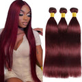 #99J Burgundy Straight Hair Bundles - 3 Pack, 14-18 Inch