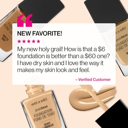 wet n wild Photo Focus Matte Liquid Foundation Amber Beige, Vegan & Cruelty-Free