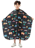 Kids Hair Cutting Cape with Cars Pattern, Adjustable Salon Hairdresser Cover for Children & Toddlers