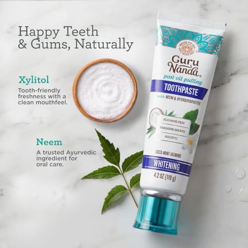 GuruNanda Hydroxyapatite Toothpaste with Neem - 4.2oz x 2 Pack, Fluoride & SLS Free