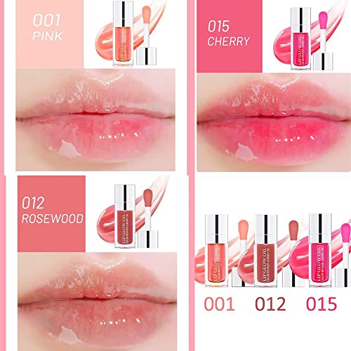 3-in-1 Plumping & Hydrating Lip Oil Gloss - Tinted, Long Lasting, Natural Lip Plumper (01+12+15)