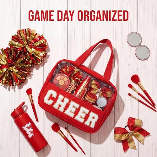 Cheer Makeup Bag with Chenille Letters - Cheerleader Cosmetic Pouch