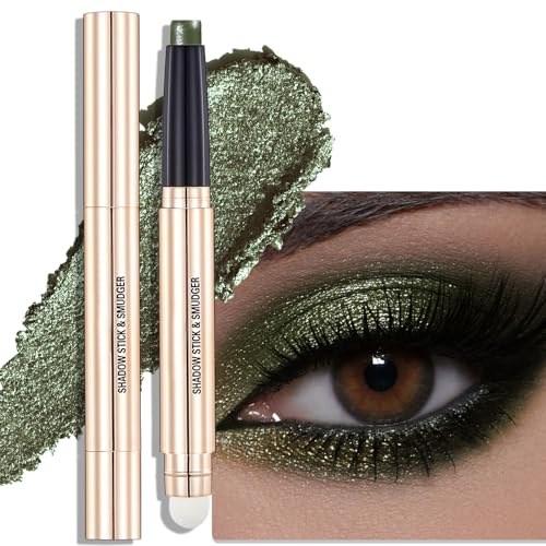 Wugbc Dark Green Shimmer Eyeshadow Stick B11 Dual-Ended Makeup Primer & Smudger