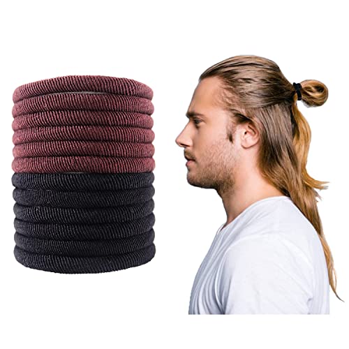 WDGROW Large Hair Ties for Men and Women,Bracelets,No Damage, Ponytail Holders for Thick Hair (black brown)