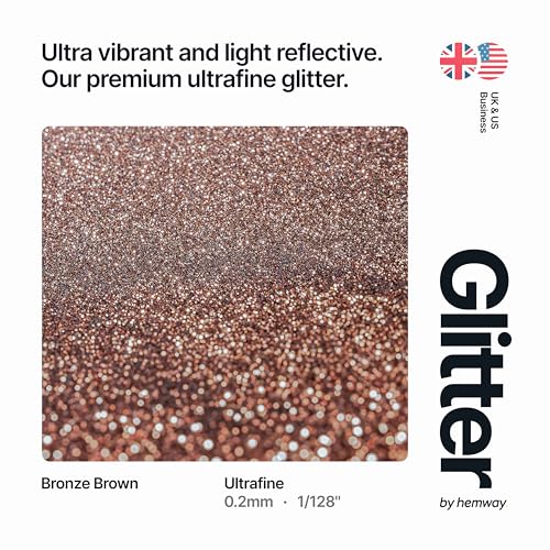 Hemway Premium Ultra Sparkle Glitter Multi Purpose Metallic Flake for Nail Art, Cosmetic Graded, Makeup, Festival, Party, Hair, Body and Eyes 100g / 3.5oz - Bronze Brown