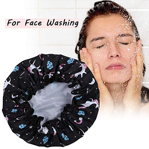 Unicorn Shower Cap 4-Pack Waterproof Double Layer Bath Bonnet