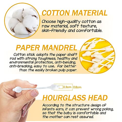 Biodegradable Baby Cotton Swabs with Large Tips - 224 Count
