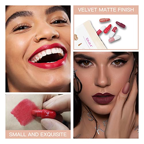18 Colors Capsule Pills Lipstick Mini Lip-Stick Set, Long Lasting Mini Matte Lipstick Lip Stain Lip Tint - Labiales Mate 24 Horas Originales, Cute Dark Red Matte Lipsticks Set for Women