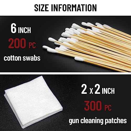 PINGMIC Gun Cleaning Kit - 300 Patches & 200 Long Cotton Swabs