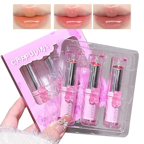 3-Color Cute Bear Jelly Liquid Lipstick Set for Girls