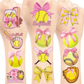 Pink Coquette Bows Softball Temporary Tattoos - 12 Sheets