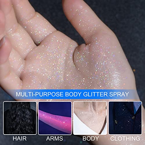 Glitter Spray for Hair & Body - Waterproof Shimmer Makeup, 2oz