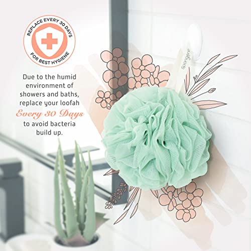 Spongentle Shower Loofah 4 Pack - 60g Soft Mesh Exfoliating Bath Sponge