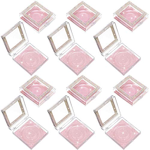 Blulu 12 Pcs Lash Storage Box, Rhinestone Glitter, Rose Gold