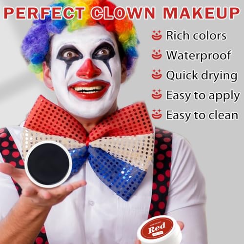 Clown Makeup Kit - Professional Oil-Based Face Paint with Brushes