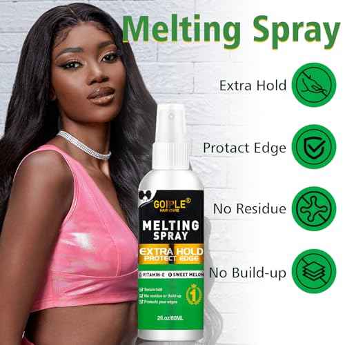 Lace Melting and Holding Mousse Glue-Less Hair Adhesive for Wigs, Wig Glue Lace Melting Spray Lace Melt Mousse for Closure Wigs Extensions, Wig Melting Mousse Supreme Hold for Wig Hair Wig Install Kit