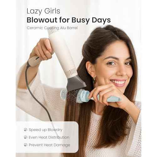 AIMIKE NaturaVol Round Brush for Blow Out, Round Hair Brush Nano Thermal Ceramic & Ionic Tech, for Blow Drying & Salon-like Styling at-home, Maximum Volume Shine - 1.7¡± Barrel, 2.5¡± w/Bristle