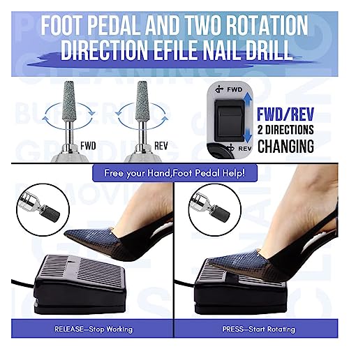 TECJHJZ Electric Nail Drill - 30000RPM Cordless Manicure Kit