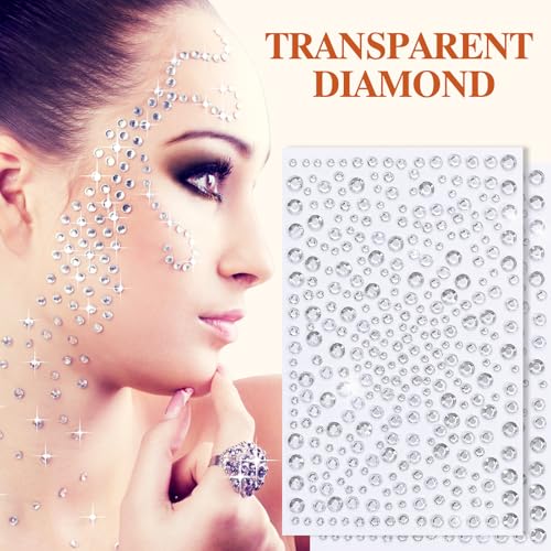 2 sets face gems, festive jewelry, hair accessory gems,pearl for face£¬gemstone self adhesive face£¬eyes, makeup, body adornment, essential items for party sparkle and style transformation