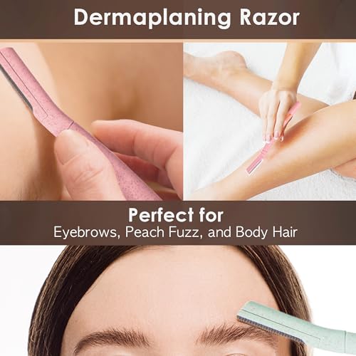TADA Natural Beauty Biodegradable Dermaplaning Tool 12pk, Face Eyebrow Face Razors, Face Shaver & Exfoliating (Green)