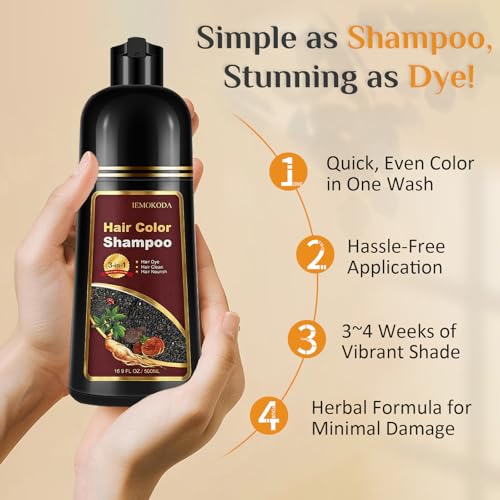 Msktasy Dark Brown Hair Dye Shampoo for Gray Hair, Natural 100% Coverage