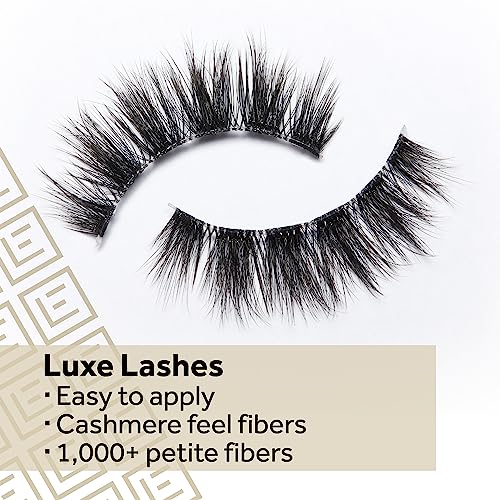 Eylure False Lashes, Luxe Cashmere No. 8 with Adhesive Included, 1 Pair,Black