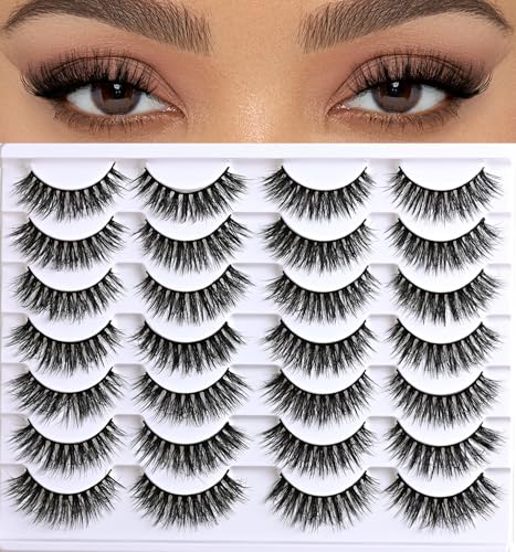 14 Pairs Reusable Faux Mink Lashes - Natural Wispy Strip Lashes