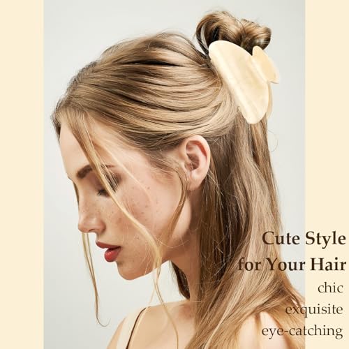 Acrylic Hair Claw Clips Set, 4-Pack Medium Size Pink & Cream