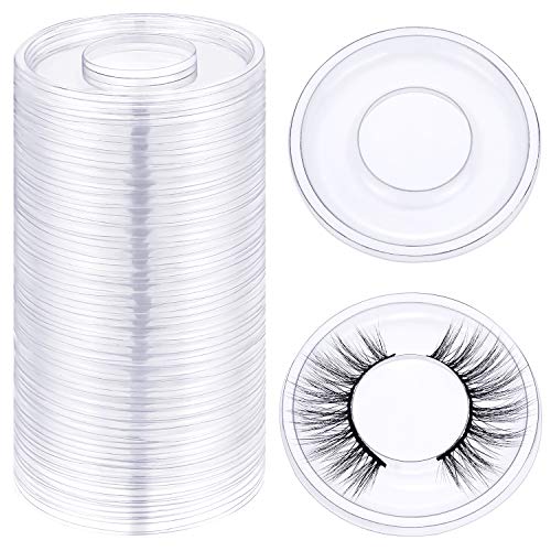 100 Pack Round Eyelash Trays - Plastic Storage Holders