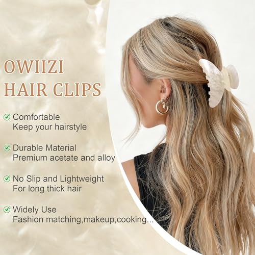 OWIIZI Acetate Claw Hair Clips 4.13" - Strong Hold for Thick Hair