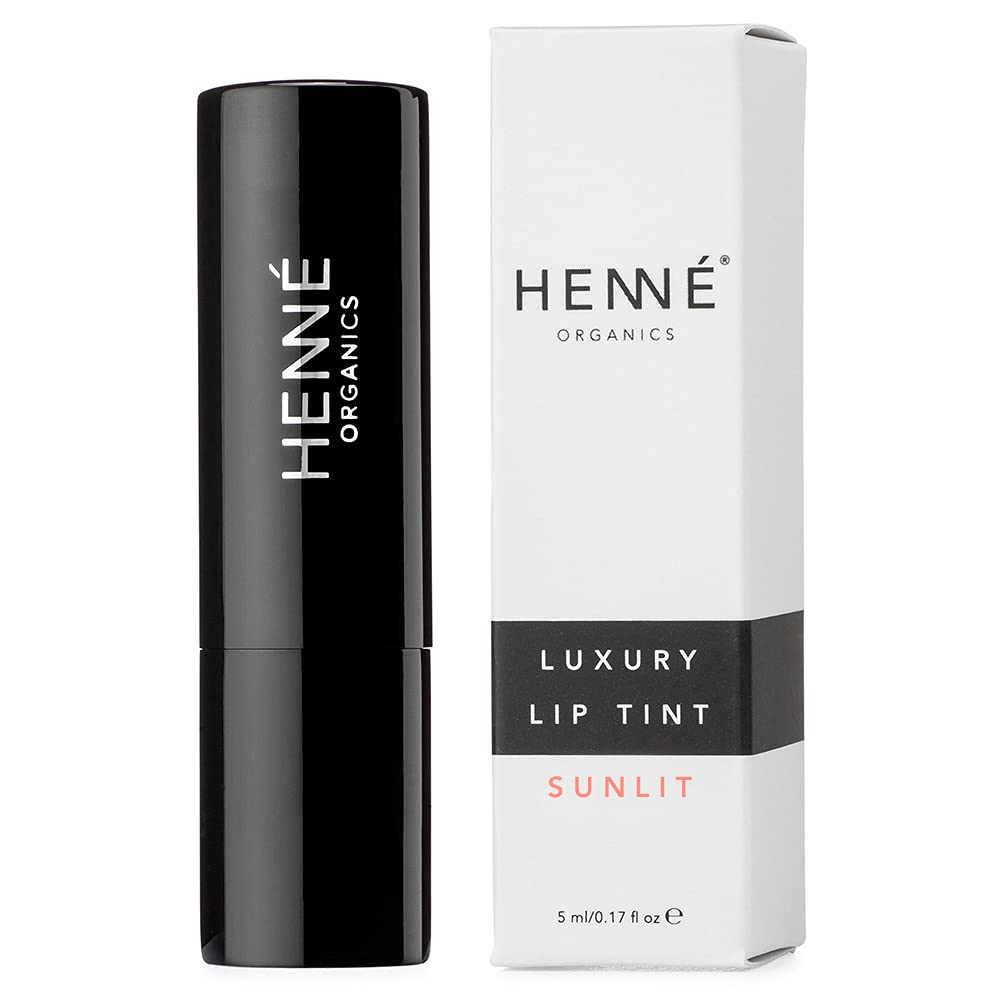 Henné Organics Luxury Lip Tint - Moisturizing, Sheer Natural Color - Sunlit (Peach)