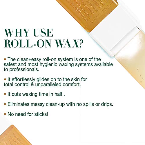Clean + Easy Original Roll On Wax ? Small Wax Refill Cartridges for Hair Removal, Fast & Easy Roll On Applicator for Face, Brows & Delicate Areas, 3 Pack