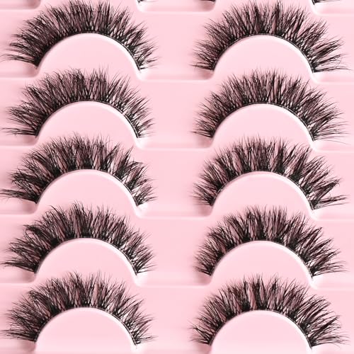 Wispy False Eyelashes - Cat Eye Strips, Clear Band, 20 Pairs