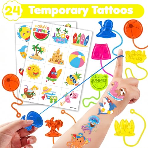 48Pc Summer Party Favors Kit - Stick Hands & Temporary Tattoos