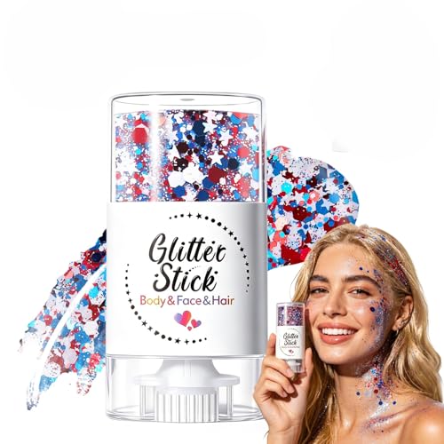 Waterproof Patriotic Glitter Stick - Red, White & Blue for 4th of July