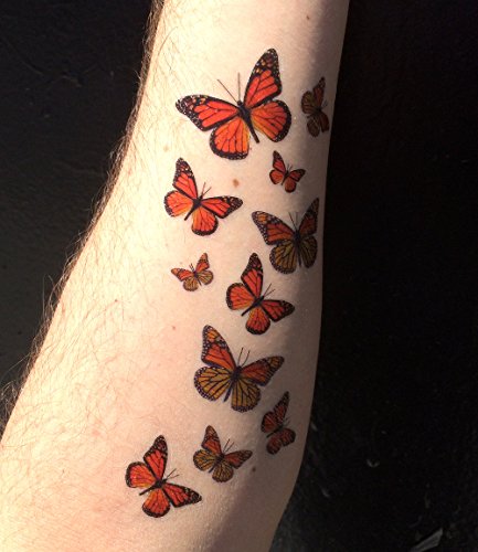 55 Monarch Butterfly Temporary Tattoos - 5 Sheets