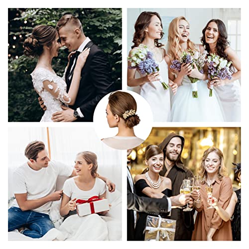 5-Piece Gold Leaf Hair Combs Rhinestone Wedding Hair Clips Set