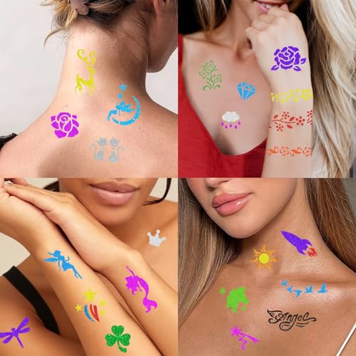 12 Metallic Tattoo Markers + 160 Stencils for Kids & Adults