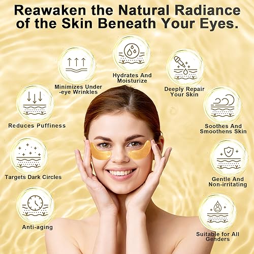 Under Eye Patches (36 Pairs) - Valentines Day Gifts for Women, 24K Gold Eye Masks Enriched with Abundant Collagen for Dark Circles, Puffy Eyes, Wrinkles - Vegan & USA Tested