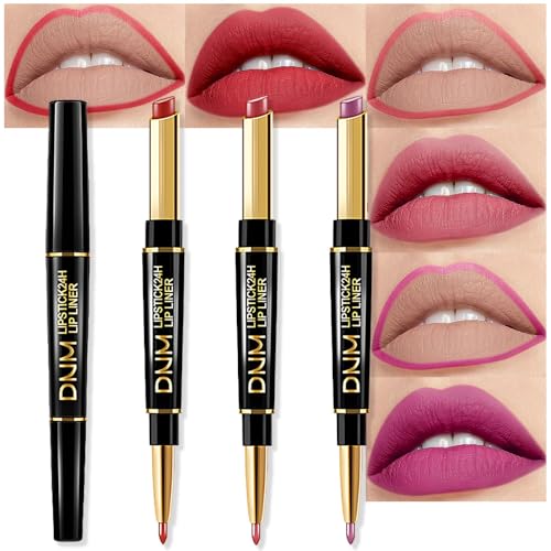 3-Piece Matte Lip Liner & Lipstick Combo Set - 24Hr Waterproof