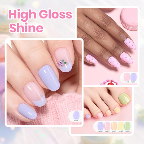 Beetles Pastel Gel Nail Polish Set - 6 Colors Long Lasting High Gloss