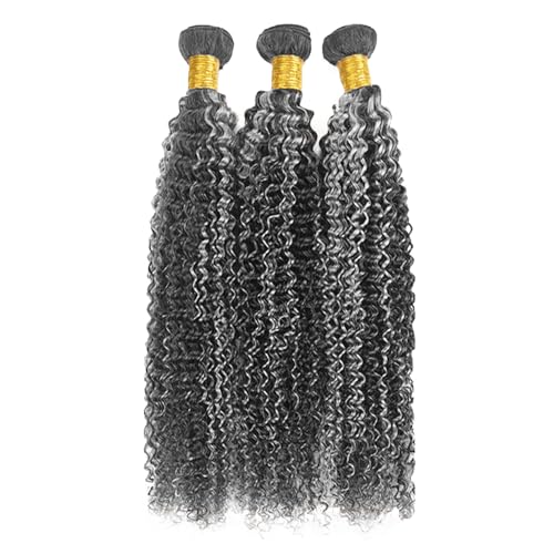P1B Grey Curly Wave Human Hair Bundle 22 Inch 3-Pack