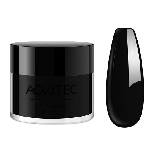 Aokitec Dip Powder Classic Black Color, Nail Dipping Powder French Powder Pro Collection System Nail Art Starter Manicure Salon DIY at Home, Odor-Free&Long-Lasting, No Needed Nail Lamp Curing, 1 Oz