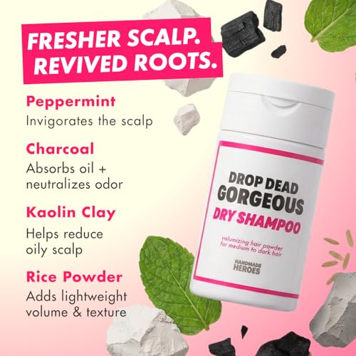 Handmade Heroes Dry Shampoo Powder for Dark Hair, 1.8oz
