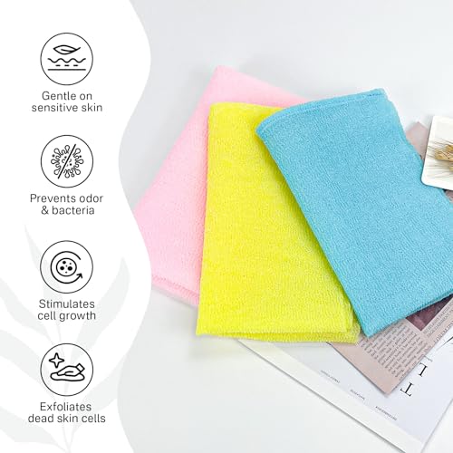 Yiclick Exfoliating Washcloth Set - 3 Pc Back Scrubber Towels