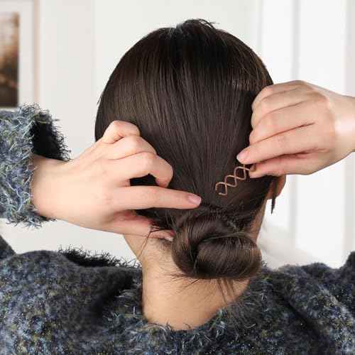 FANDAMEI 50PC Spiral Hair Pins Set, Spin Pins Spiral Bobby Pins for Girls, Women and Kids, Non-Scratch Round Clip & Bun Twist, Stylish Bun Bobby Pins, Premium Spin Pins for Hair, Brown