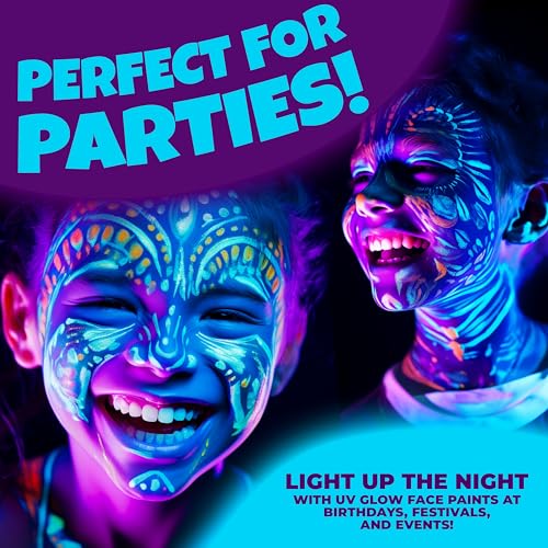 Blue Squid UV Body Paint Kit - 8 Neon Glow Colors